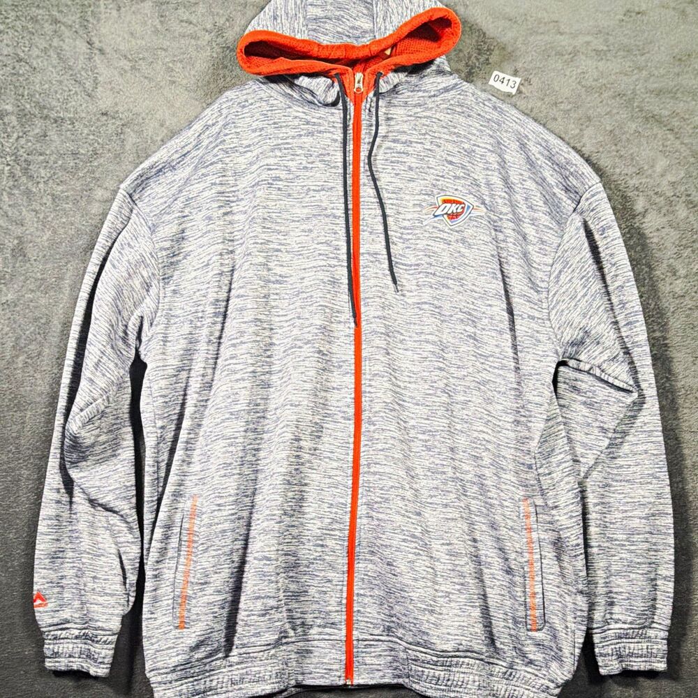 Majestic Oklahoma City Thunder OKC NBA Full-Zip Hooded Jacket Gray/Orange